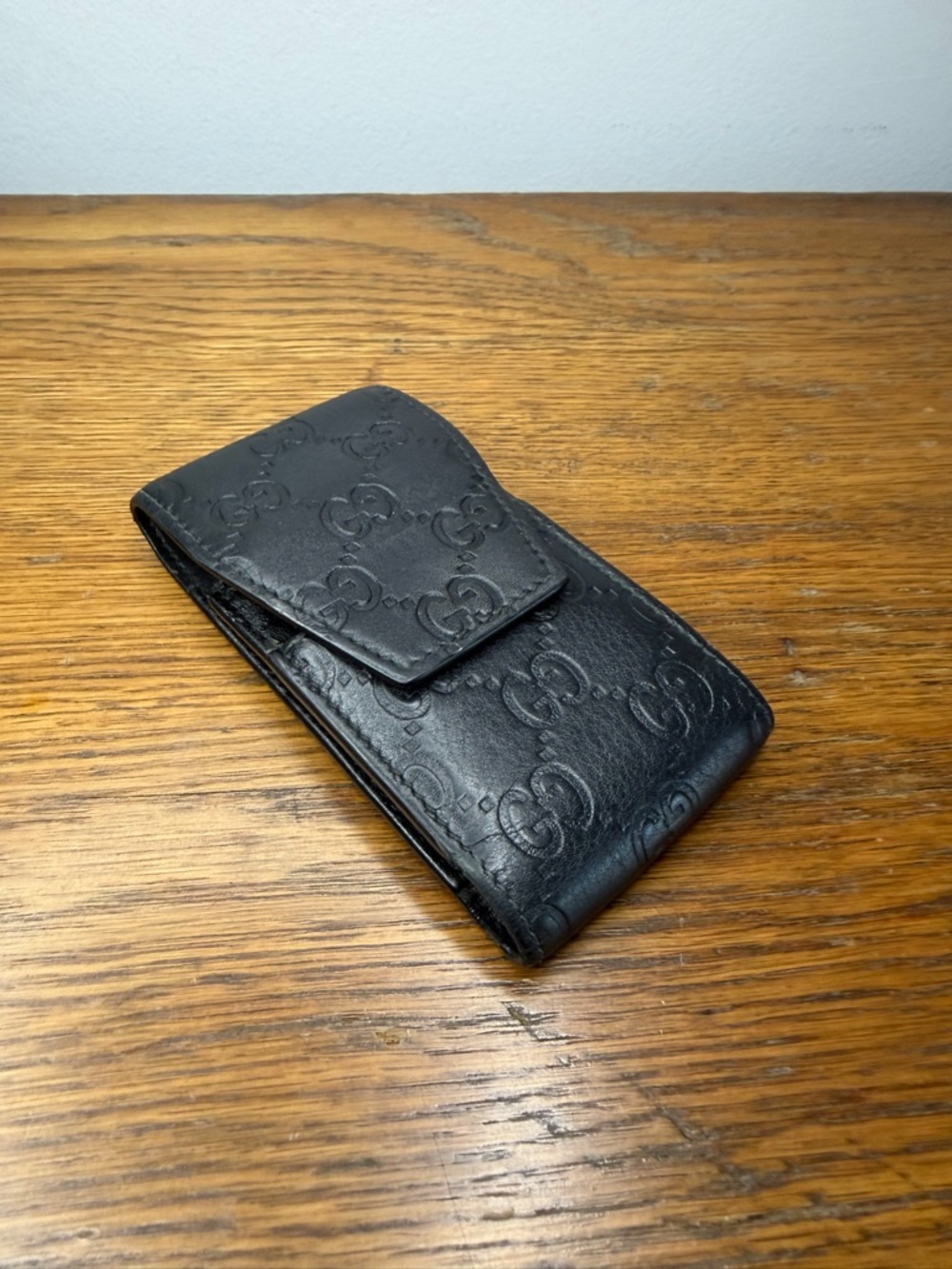 GUCCI Black Leather Cigarette Case Multi Accessory Pouch.